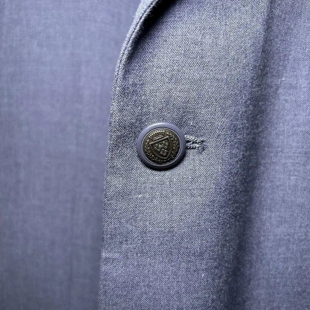 John Blair Men’s 3 Button Long Sleeve Blazer Sportscoat Grey Size 46